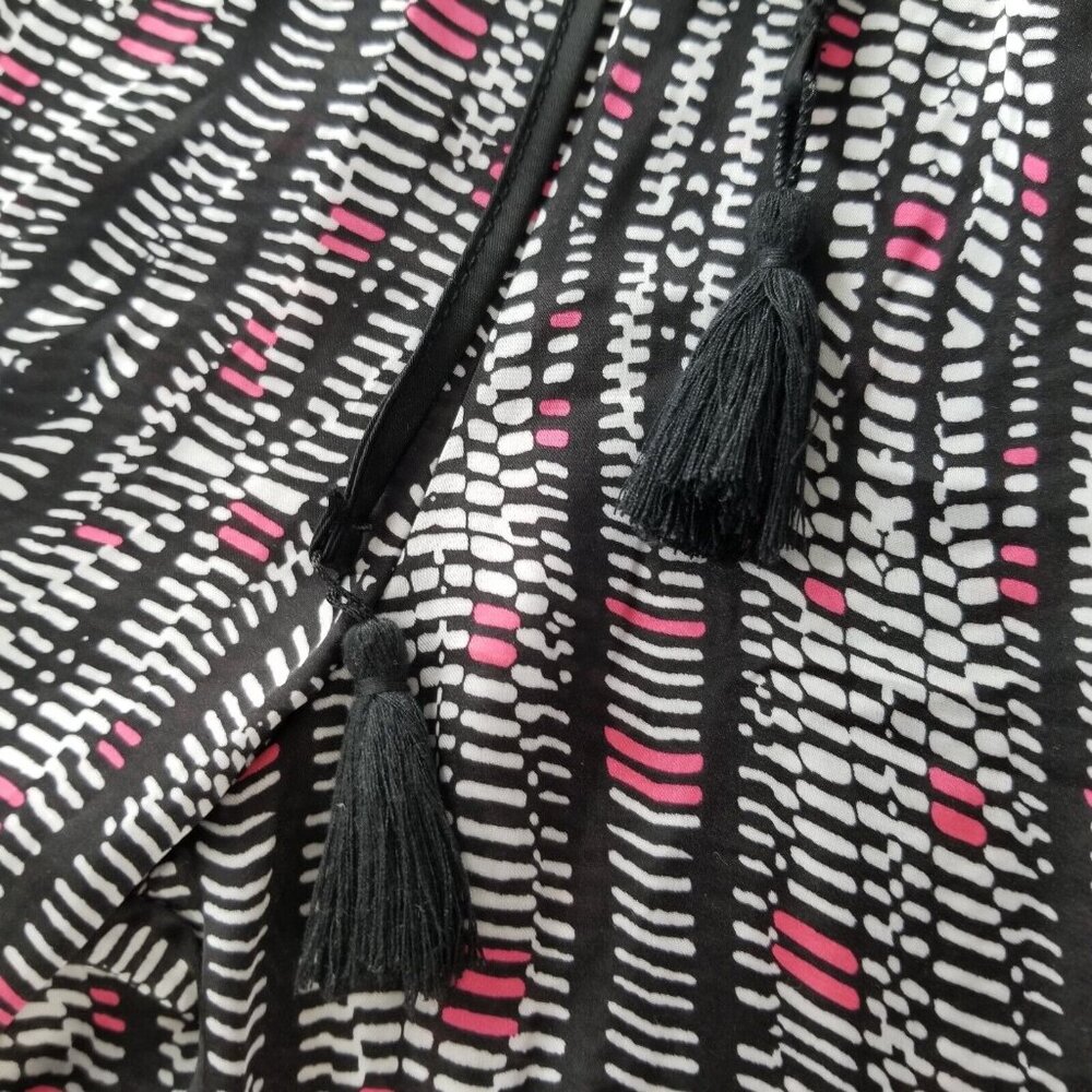 Swim Beach Flowy Pants Womens Medium Black Pink Wide Leg Elastic Waist Tie - Picture 10 of 11